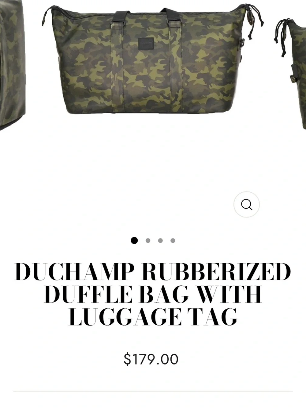 Duchamp Olive Green Camo Duffel Bag